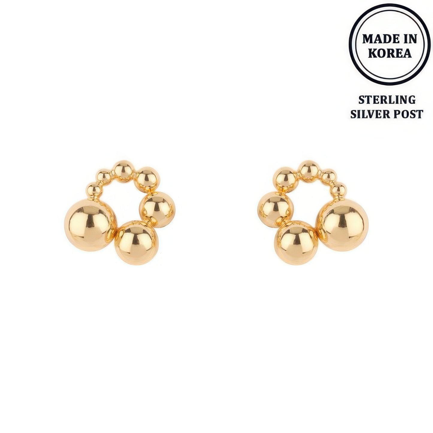 Ball Hoop Post Earrings