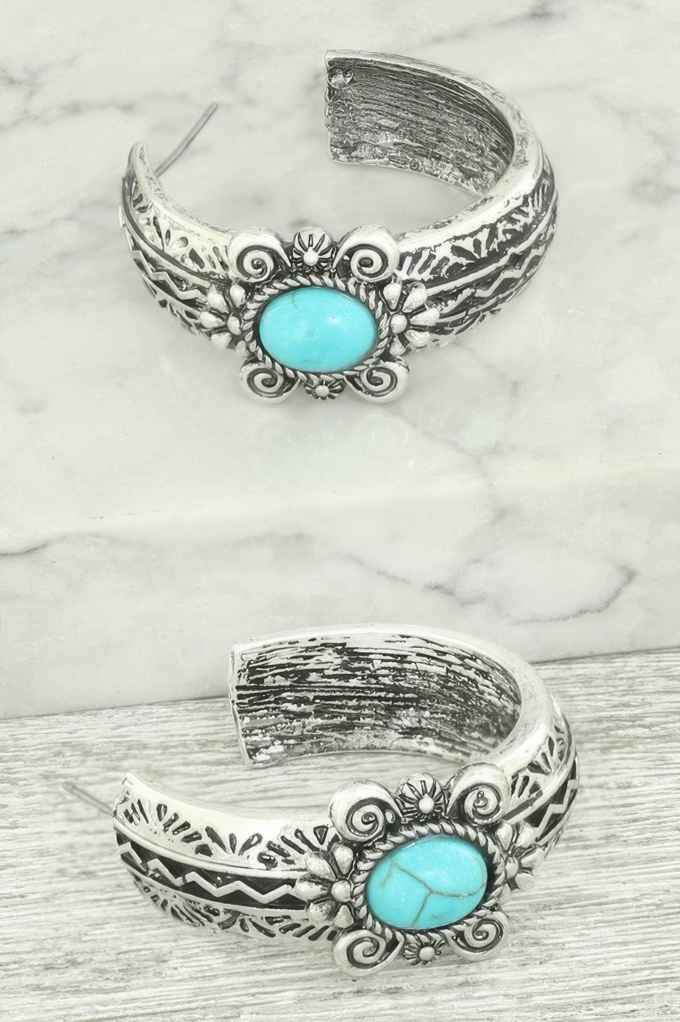 Western Floral Turquoise Pendant Necklace Set