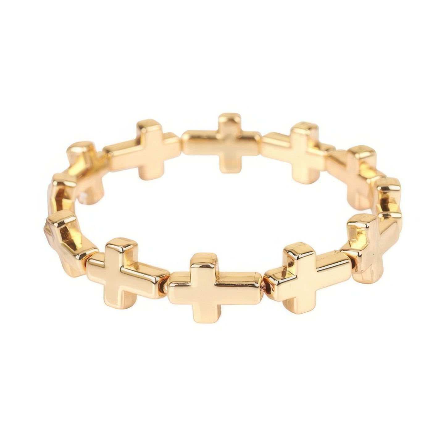 Metallic Cross Bead Stretch Bracelet