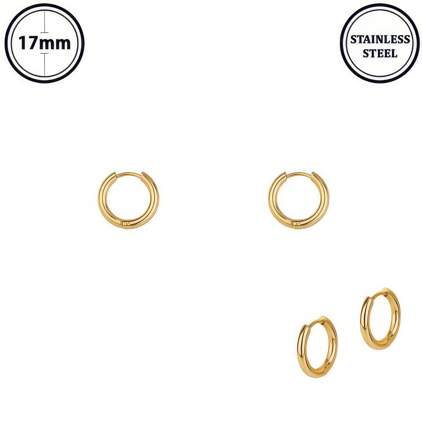 Stainless Steel Huggie Hoop Earrings