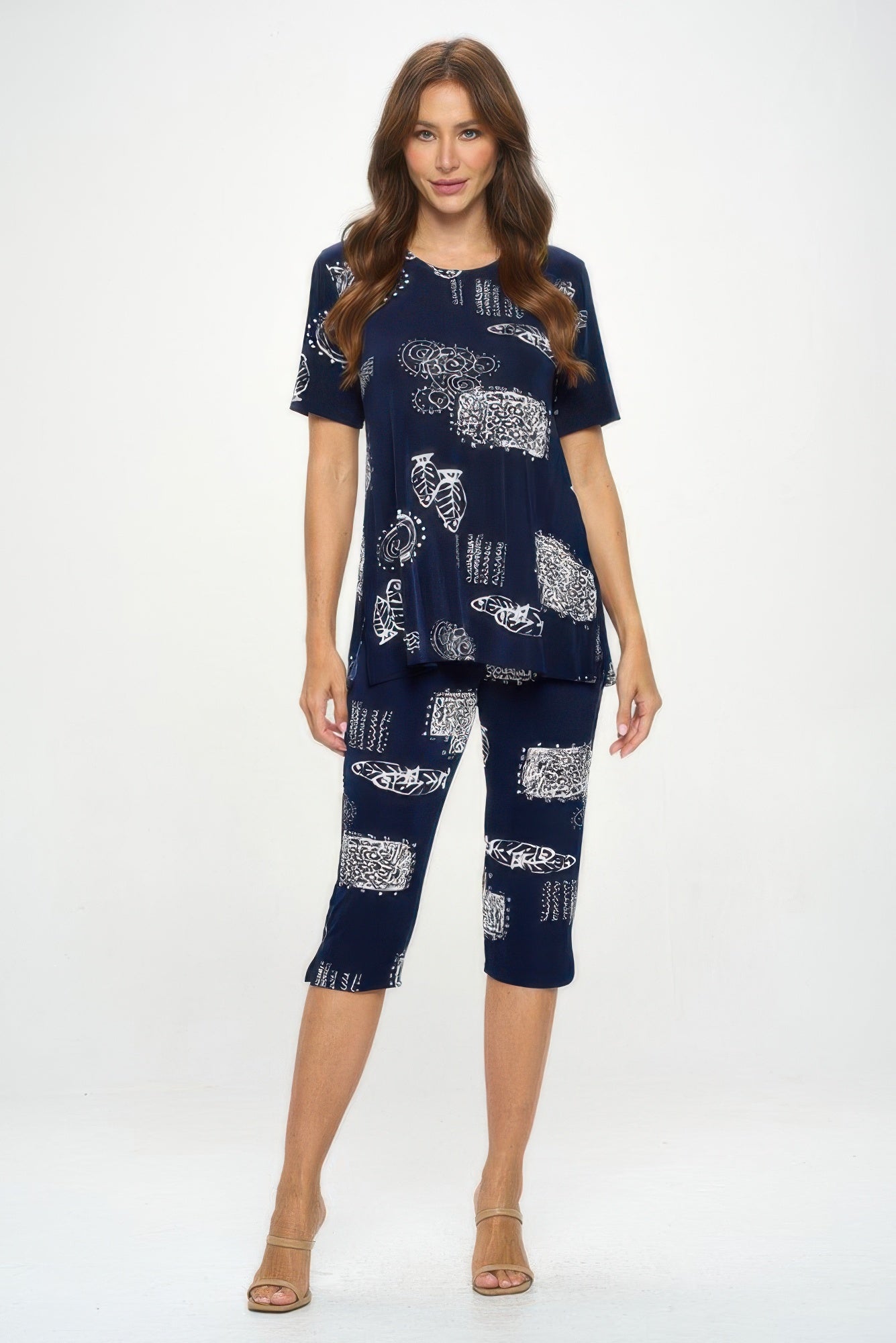 Plus Size Matching Capri Pant Set In Plus Size