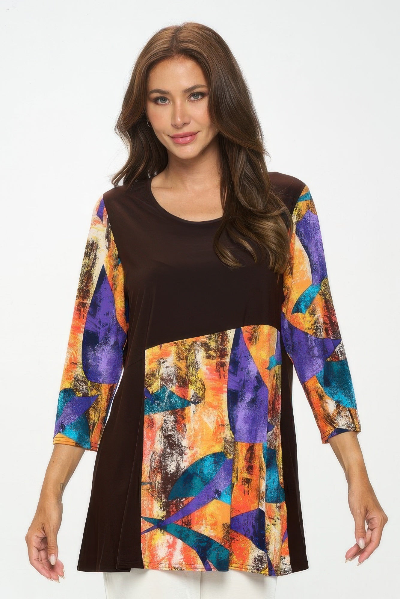 Contrast Curve Knit Top