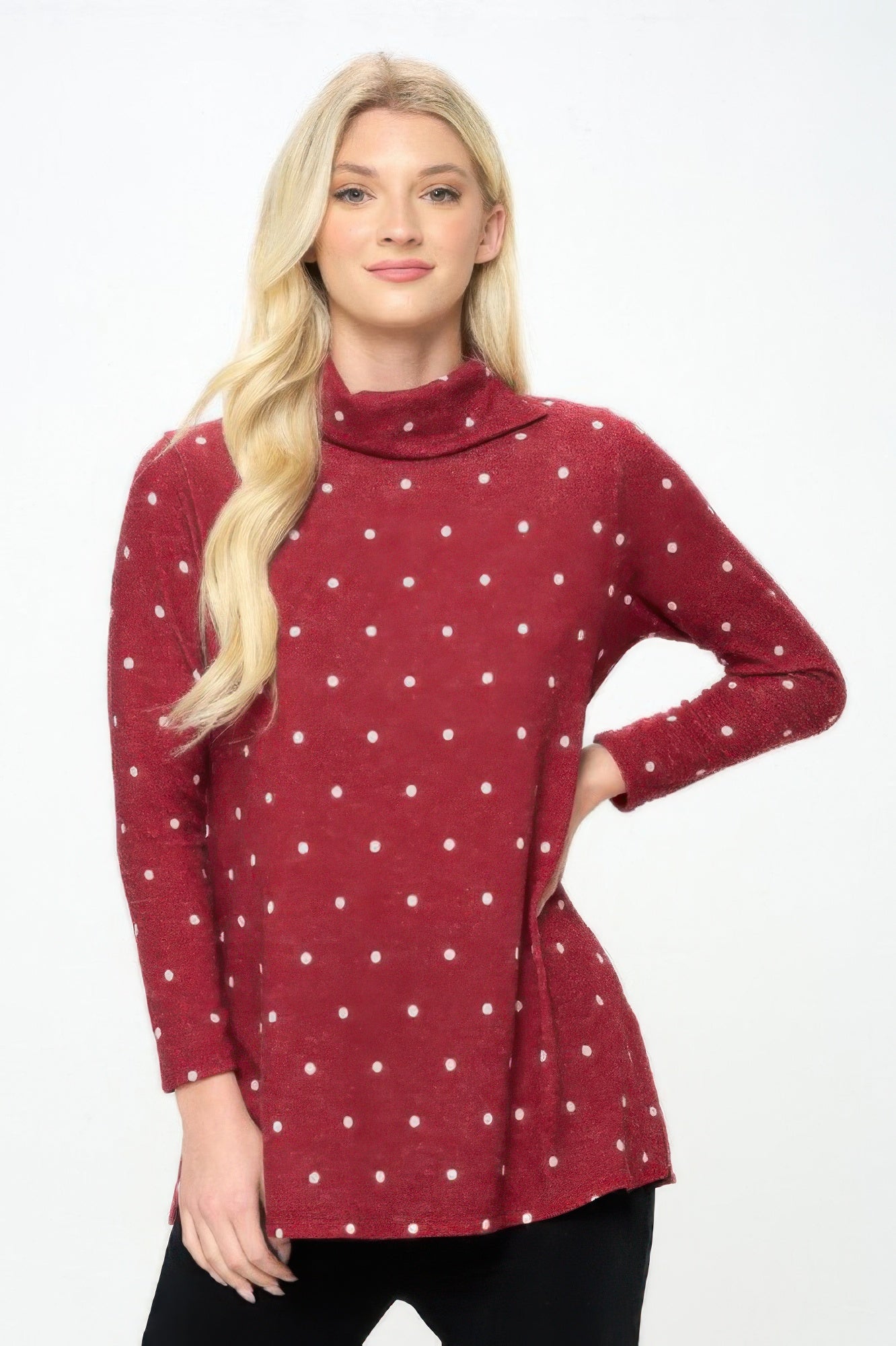 Mir Split Mock Neck Top