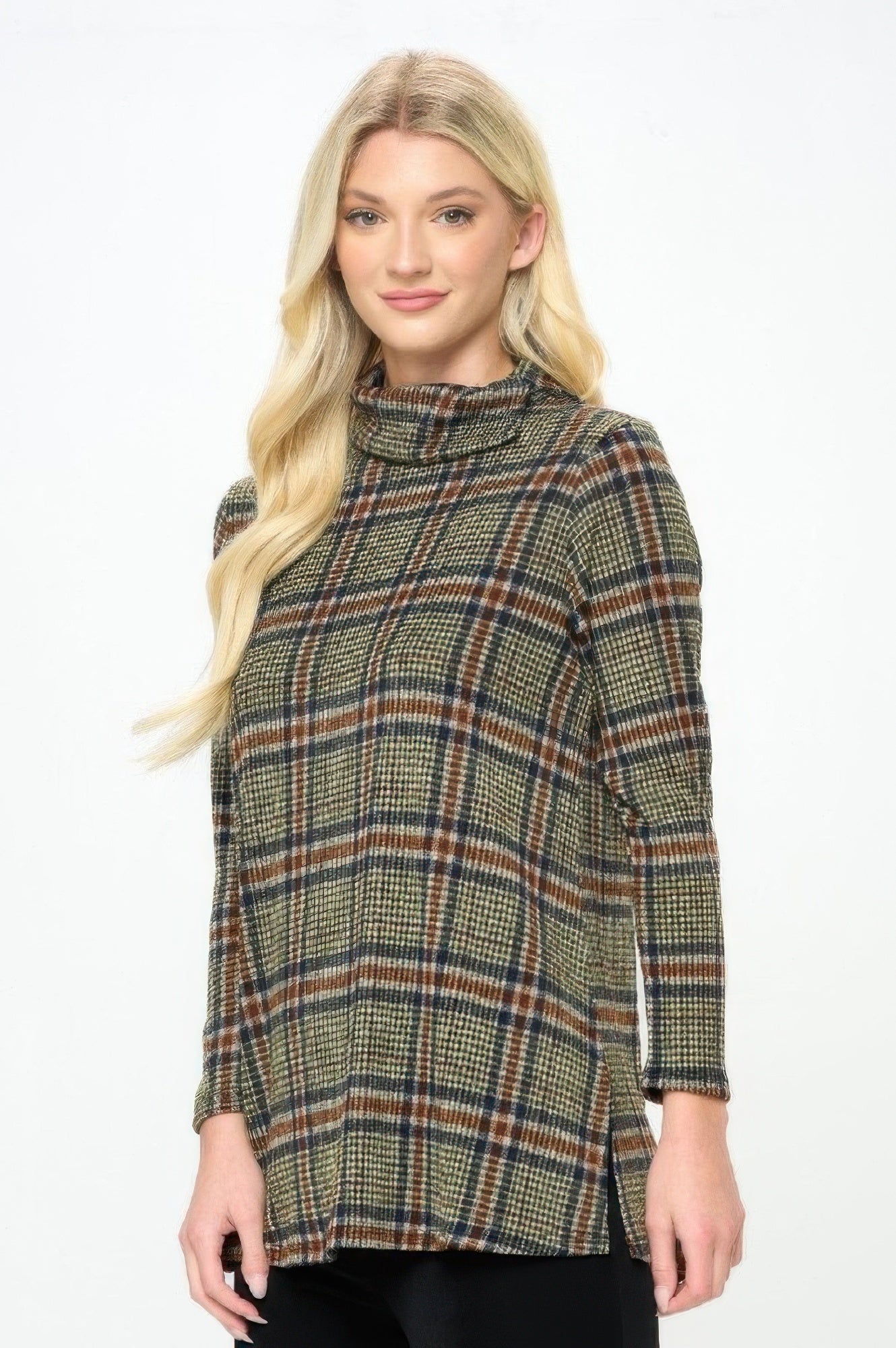 Mir Split Mock Neck Top