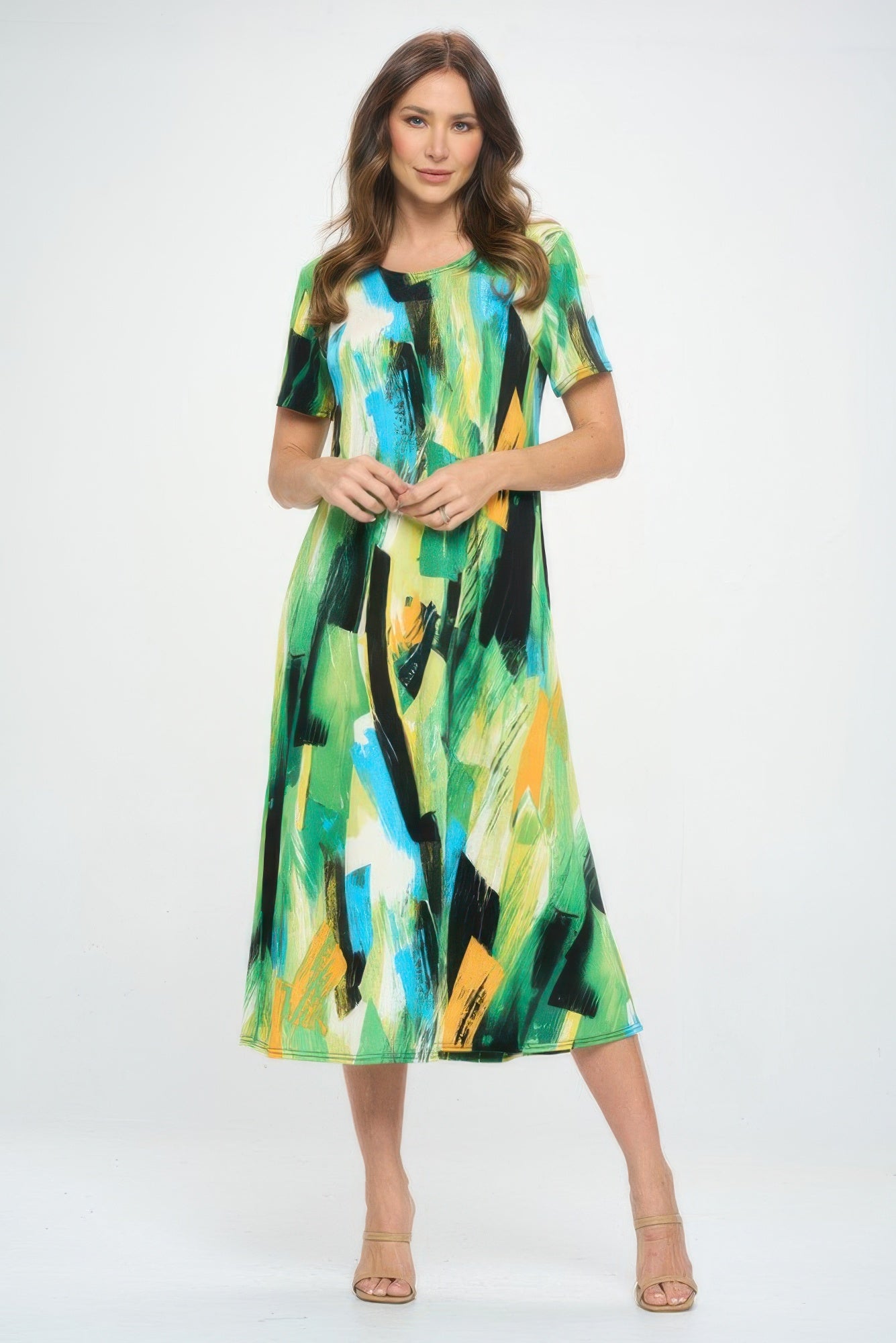 Bns Long Dress Brushstroke Print