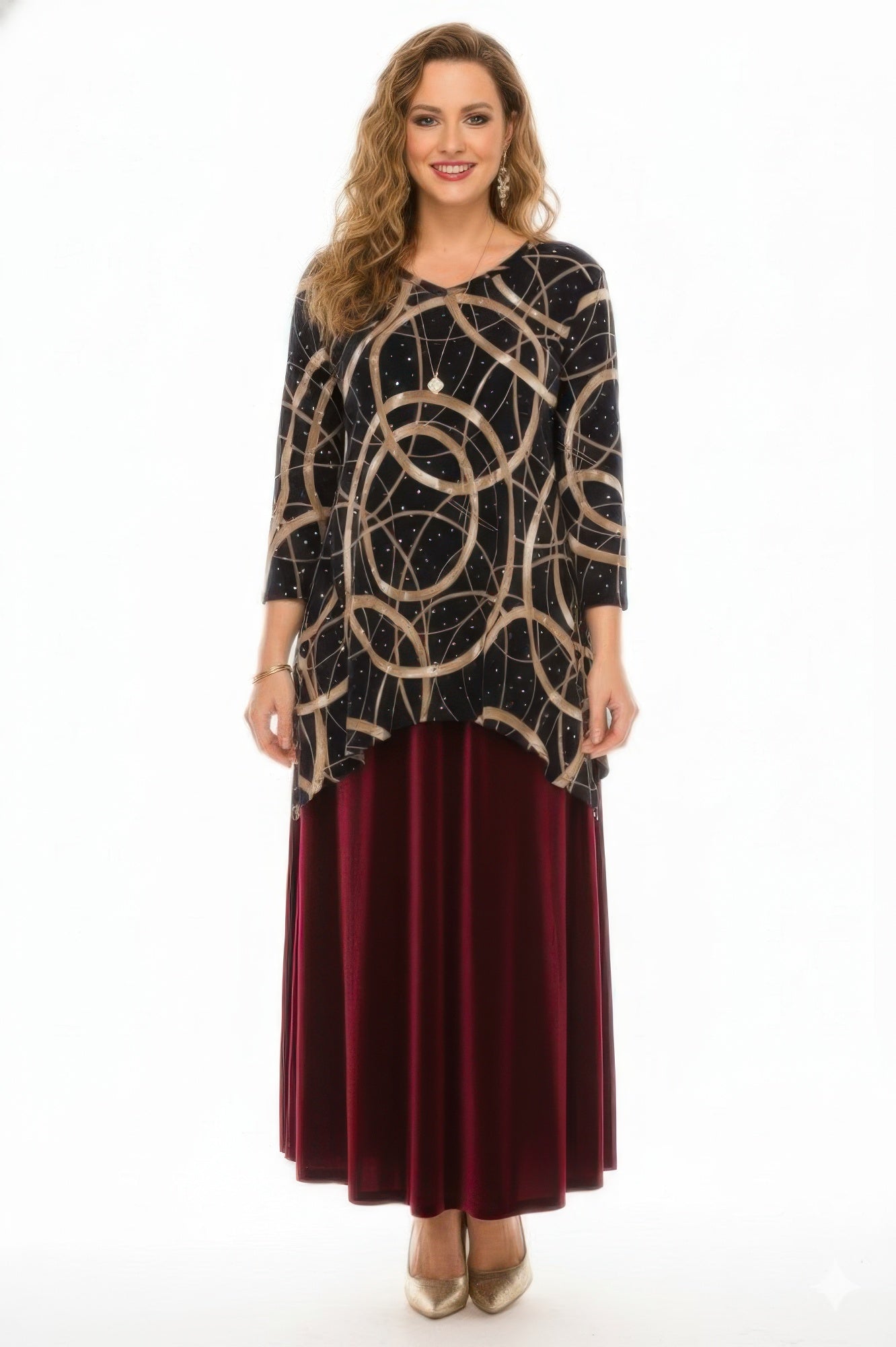 Glitter V-neck Binding Top