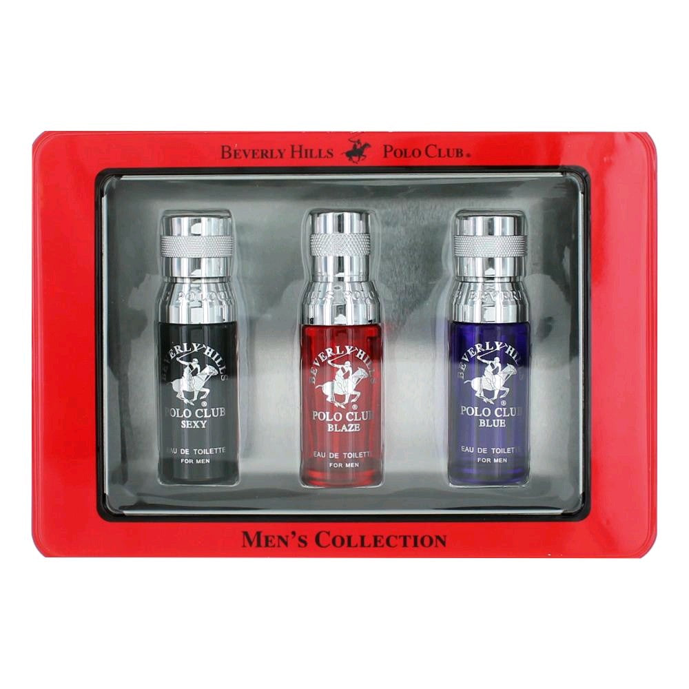 Beverly Hills Polo Club BHPC Body Spray Collection, 3 Piece Mini Variety Set men (Red New)