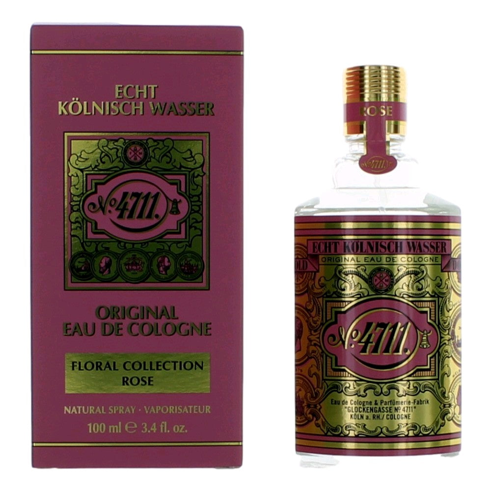 4711 4711 Floral Collection Rose by 4711, 3.4oz Eau De Cologne Spray for Unisex