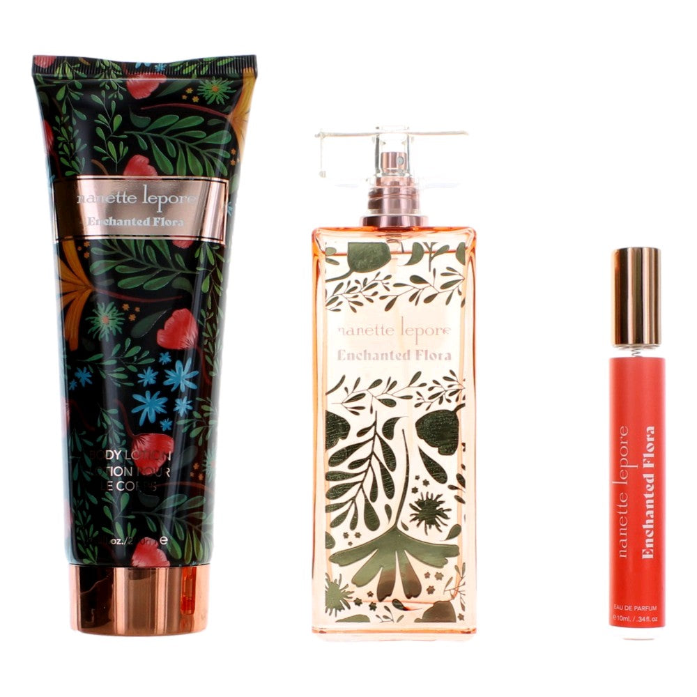 Nanette Lepore Enchanted Flora by Nanette Lepore, 3 Piece Gift Set for Women