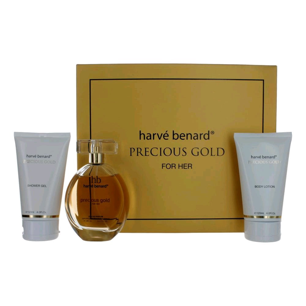 Harve Bernard Precious Gold by Harve Bernard, 3 Piece Gift Set for Women