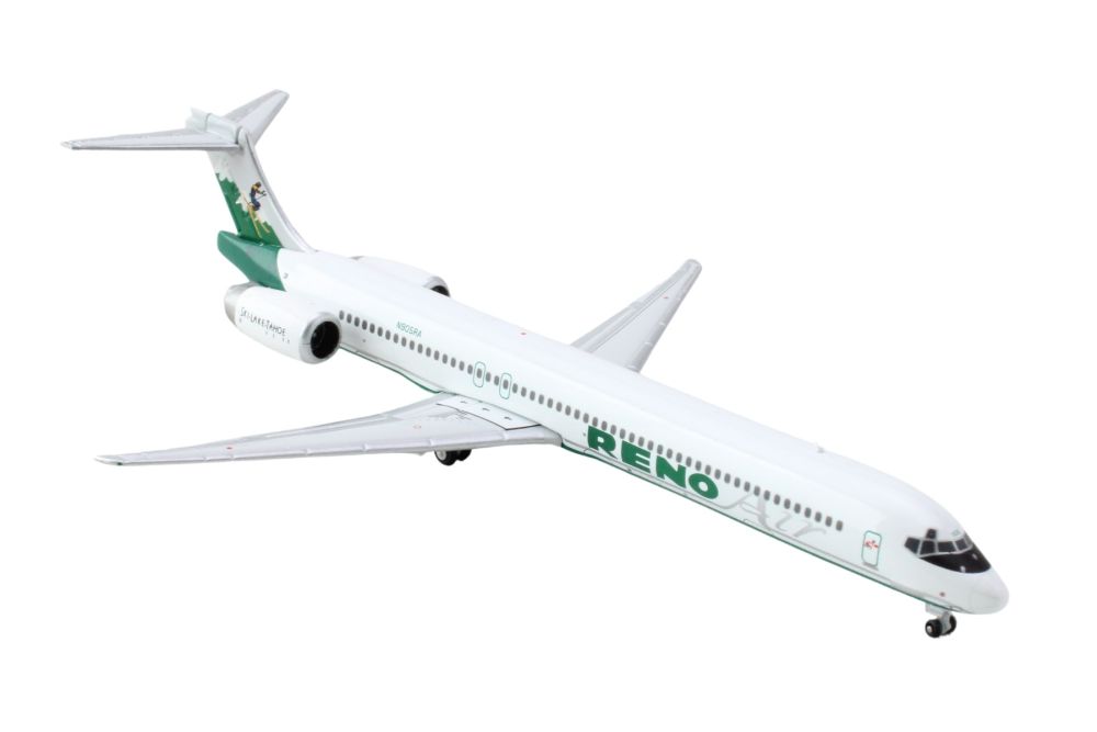 GeminiJets McDonnell Douglas MD-90 Commercial Aircraft "Reno Air" (N905RA) White with Green Tail 1/400 Diecast Model Airplane by GeminiJets