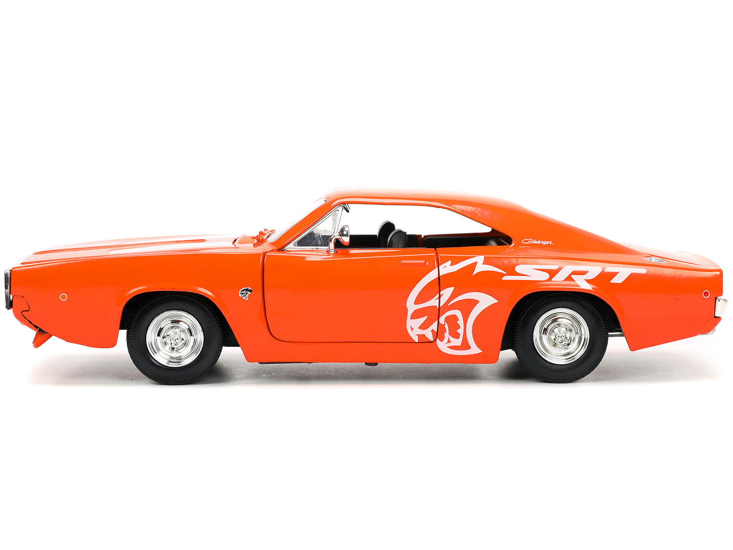 Jada 1968 Dodge Charger R/T SRT Orange with White Stripes and Graphics "Bigtime Muscle" Series 1/24 Diecast Model Car by Jada
