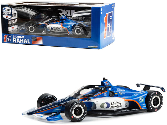 Greenlight Dallara IndyCar #15 Graham Rahal "United Rentals" Rahal Letterman Lanigan Racing "NTT IndyCar Series" (2023) 1/18 Diecast Model Car by Greenlight