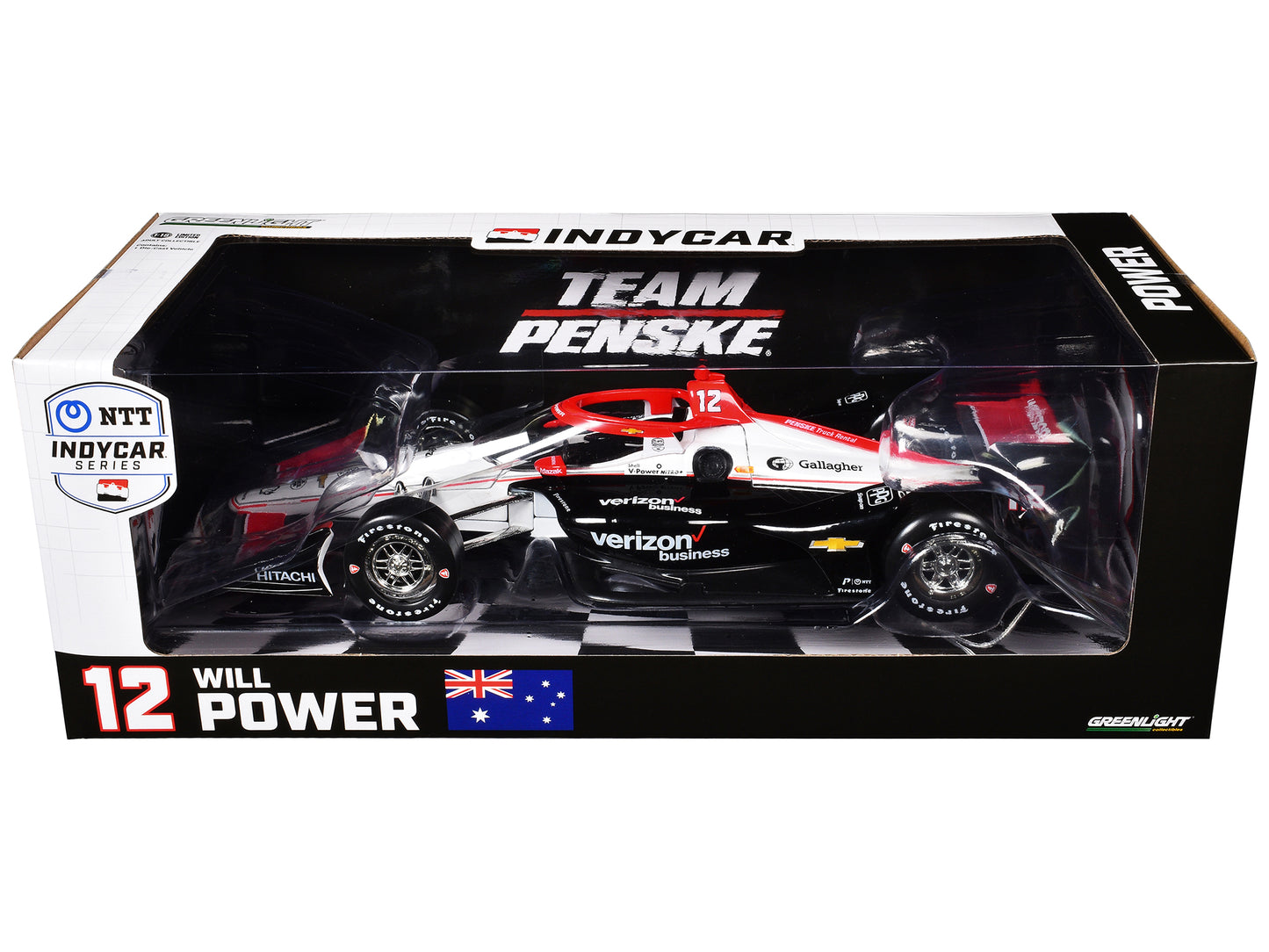 Greenlight Dallara IndyCar #12 Will Power "Verizon" Team Penske (Road Course Configuration) "NTT IndyCar Series" (2024) 1/18 Diecast Model Car by Greenlight