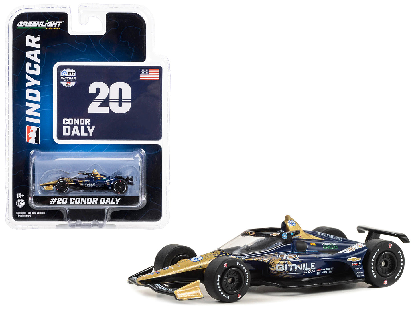 Greenlight Dallara IndyCar #20 Conor Daly / Ed Carpenter Racing Bitnile "NTT IndyCar Series" (2023) 1/64 Diecast Model Car by Greenlight