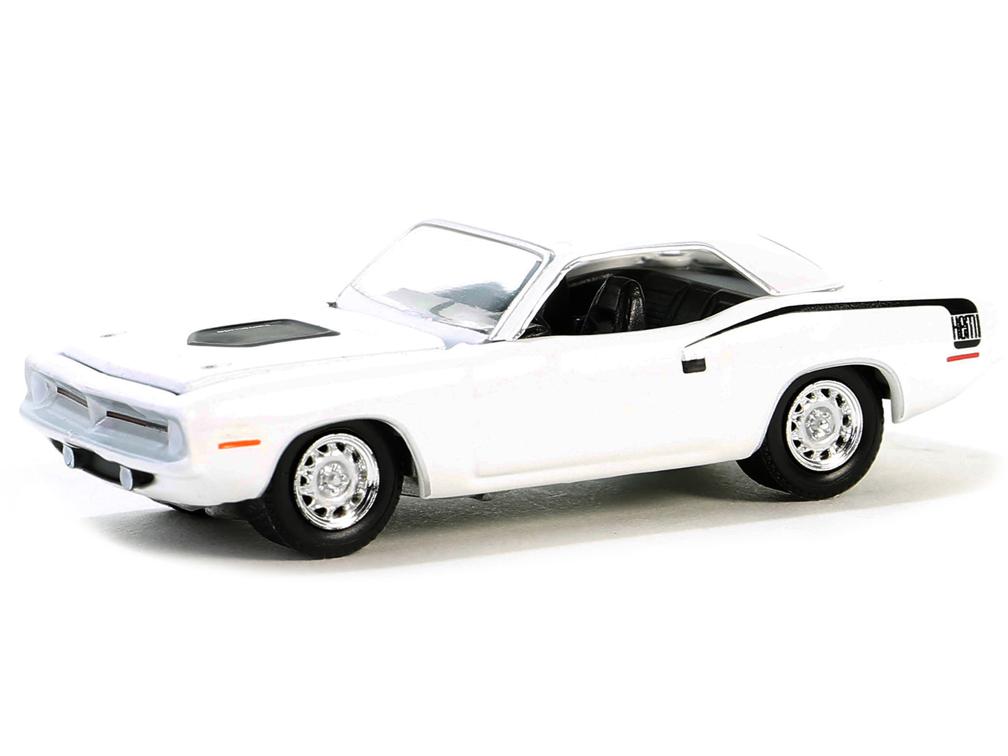 Greenlight 1970 Plymouth Hemi Barracuda Alpine White with Black Stripes "GreenLight Muscle" Series 28 1/64 Diecast Model Car by Greenlight