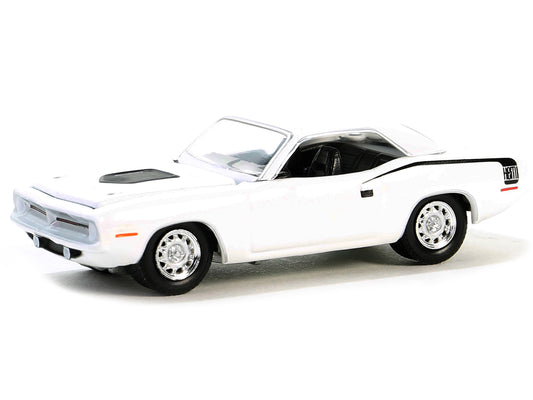 Greenlight 1970 Plymouth Hemi Barracuda Alpine White with Black Stripes "GreenLight Muscle" Series 28 1/64 Diecast Model Car by Greenlight