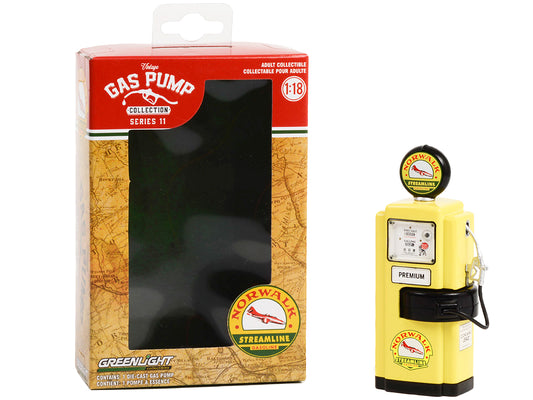 Greenlight 1948 Wayne 100-A Gas Pump "Norwalk Gasoline" Yellow and Black "Vintage Gas Pumps" Series 11 1/18 Diecast Model by Greenlight