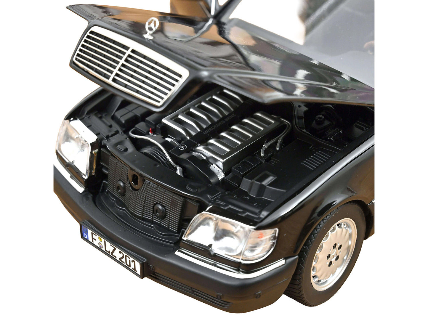 1997 Mercedes-Benz S600 Obsidian Black Metallic 1/18 Diecast Model Car by Norev
