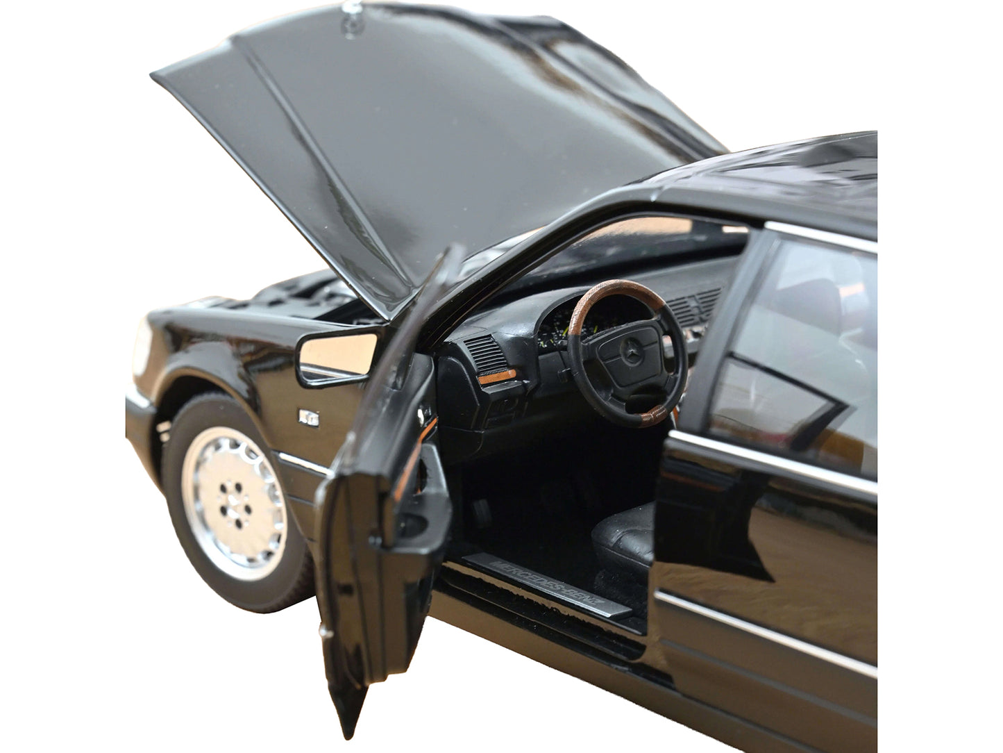 1997 Mercedes-Benz S600 Obsidian Black Metallic 1/18 Diecast Model Car by Norev