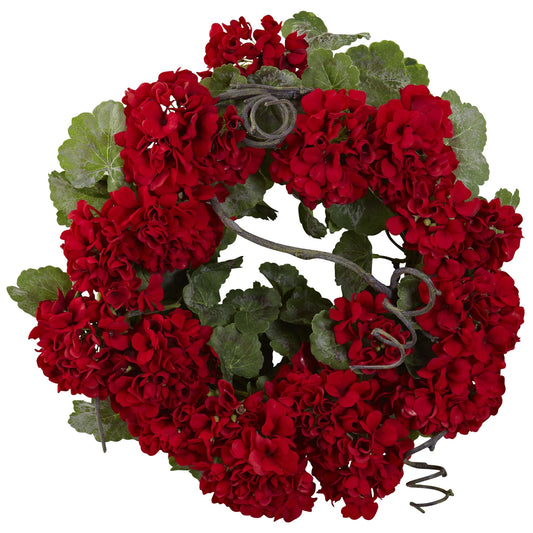 17" Geranium Artificial Wreath