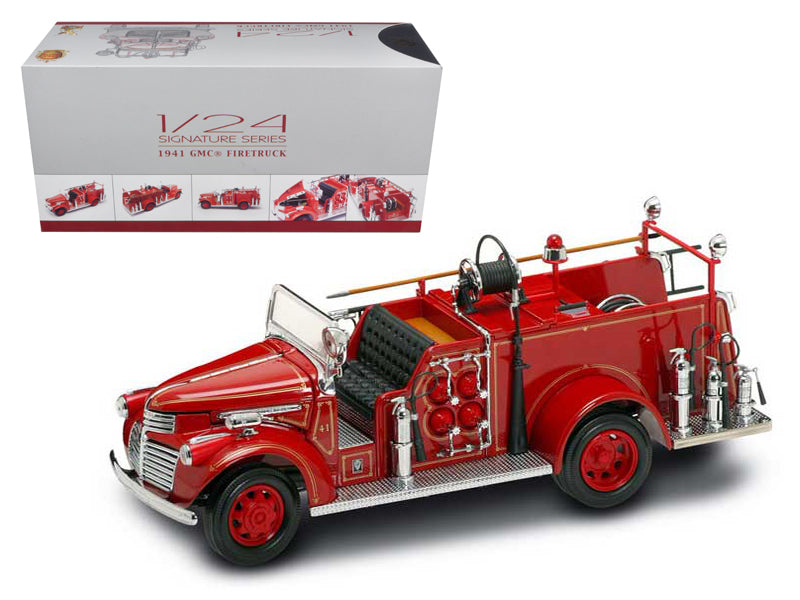 Road Signature 1941 GMC Fire Engine Red with Accessories 1/24 Diecast Model Car by Road Signature