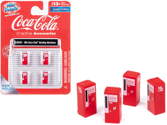 Classic Metal Works 1960's "Coca-Cola" Vending Machines Set of 4 pieces "Mini Metals" Series for 1/87 (HO) Scale Models by Classic Metal Works