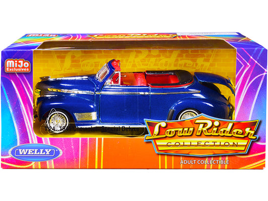 Welly 1941 Chevrolet Special Deluxe Convertible Candy Blue Metallic with Red Interior "Low Rider Collection" 1/24 Diecast Model Car by Welly