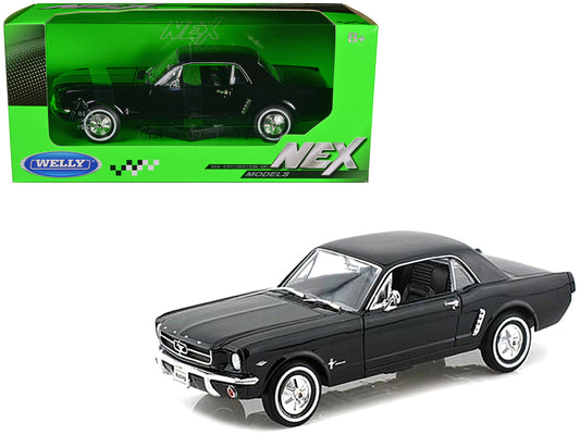 Welly 1964 1/2 Ford Mustang Coupe Hard Top Black 1/24 Diecast Model Car by Welly