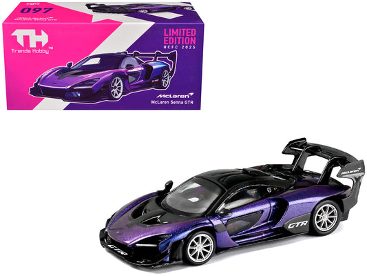 McLaren Senna GTR Midnight Purple Metallic with Black Top "HCFC 2025 Limited Edition" 1/64 Diecast Model Car by Trends Hobby