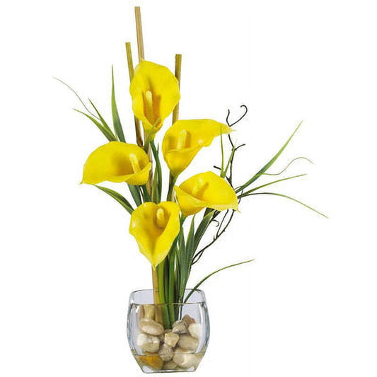 Calla Lily Liquid Illusion w/Cube Yellow