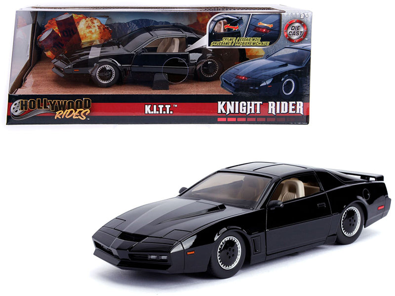 Jada 1982 Pontiac Firebird Trans Am Black with Light K.I.T.T. "Knight Rider" (1982) TV Series "Hollywood Rides" Series 1/24 Diecast Model Car by Jada