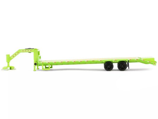 Greenlight Gooseneck Trailer Lime Green with Red and White Conspicuity Stripes "Hobby Exclusive" Series 1/64 Diecast Model Car by Greenlight