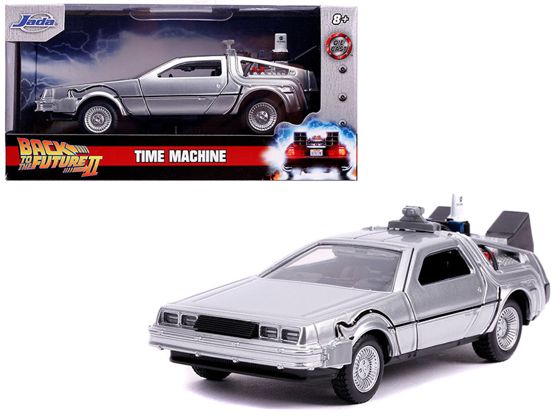 Jada DeLorean DMC (Time Machine) Silver "Back to the Future Part II" (1989) Movie "Hollywood Rides" Series 1/32 Diecast Model Car by Jada