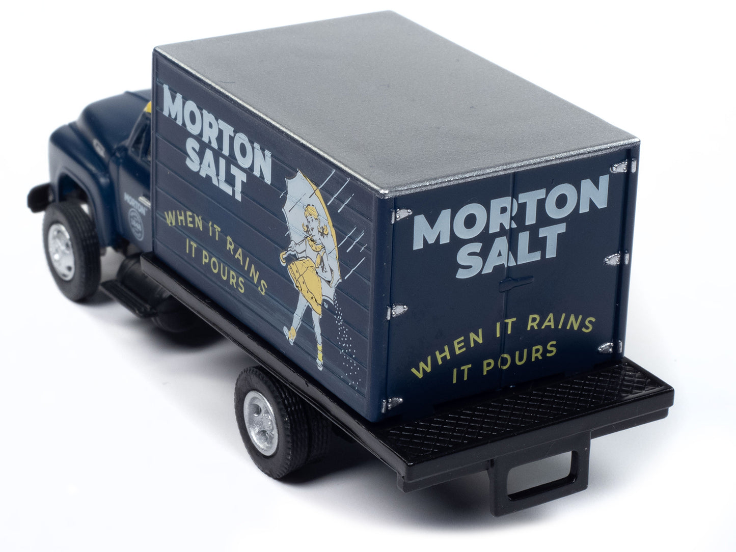 Classic Metal Works 1954 Ford Box Truck Dark Blue with Yellow Top "Morton Salt" "Mini Metals" Series 1/87 (HO) Scale Model Car by Classic Metal Works