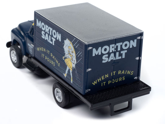 Classic Metal Works 1954 Ford Box Truck Dark Blue with Yellow Top "Morton Salt" "Mini Metals" Series 1/87 (HO) Scale Model Car by Classic Metal Works