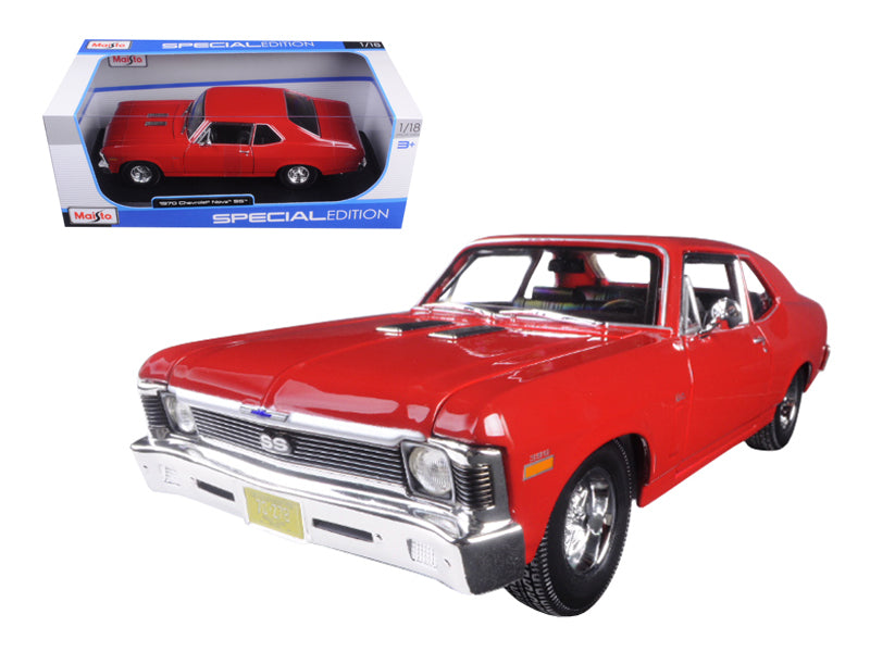 Maisto 1970 Chevrolet Nova SS Coupe Red 1/18 Diecast Model Car by Maisto