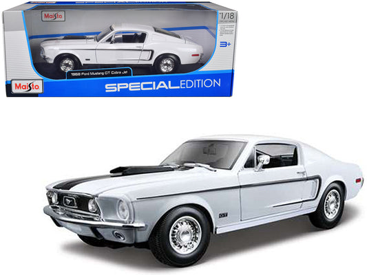 Maisto 1968 Ford Mustang CJ Cobra Jet White 1/18 Diecast Model Car by Maisto
