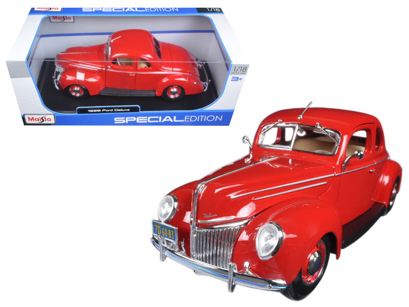 Maisto 1939 Ford Deluxe Tudor Red 1/18 Diecast Model Car by Maisto