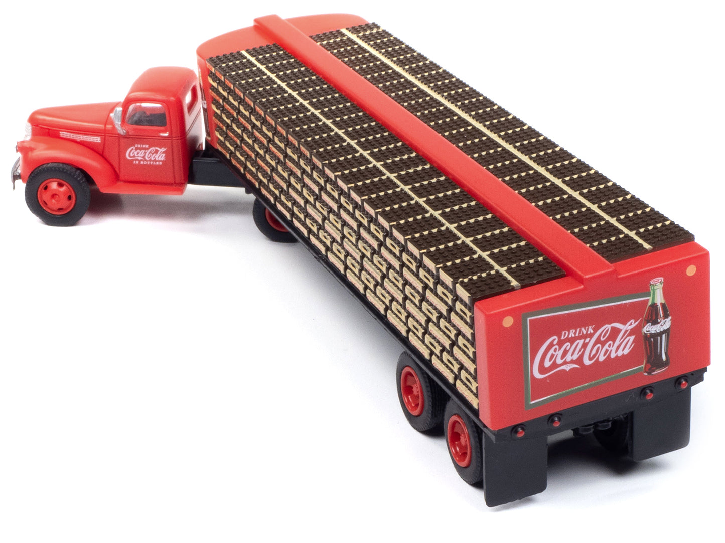 Classic Metal Works 1941-1946 Chevrolet Tractor Red with Flatbed Bottle Trailer "Coca-Cola" "Mini Metals" Series 1/87 (HO) Scale Model Car by Classic Metal Works