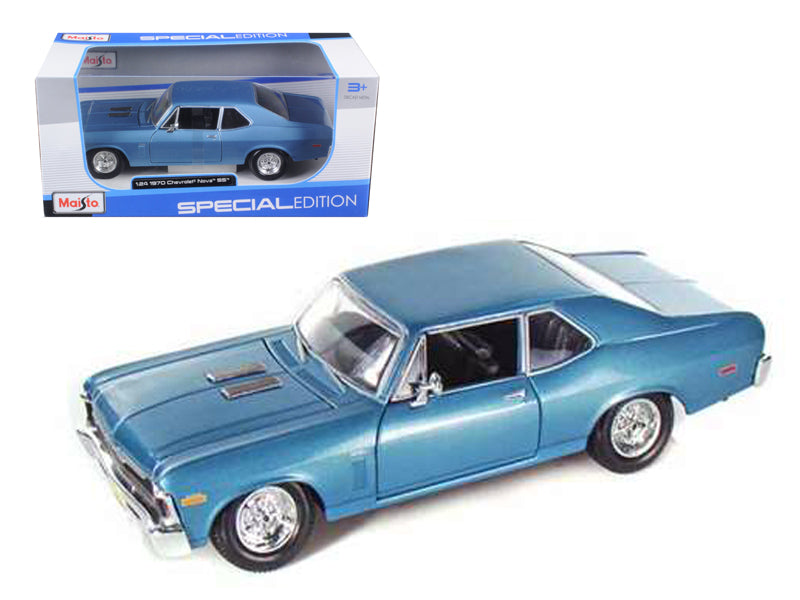 Maisto 1970 Chevrolet Nova SS Coupe Blue 1/24 Diecast Model Car by Maisto