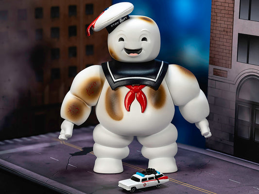 Jada "Ghostbusters" 6" Stay Puft Marshmallow Man Figure with Nano Ecto-1 Car Diorama Set "Ghostbusters" (1984) Movie "Next Level" Series Model by Jada