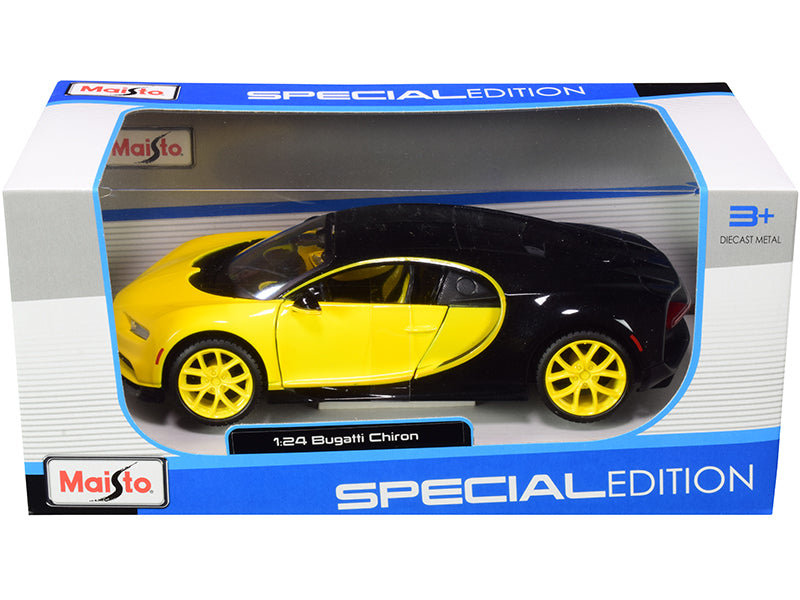 Maisto Bugatti Chiron Yellow and Black 1/24 Diecast Model Car by Maisto