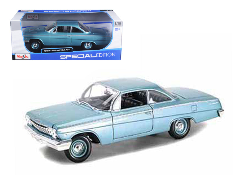 Maisto 1962 Chevrolet Bel Air Turquoise 1/18 Diecast Model Car by Maisto
