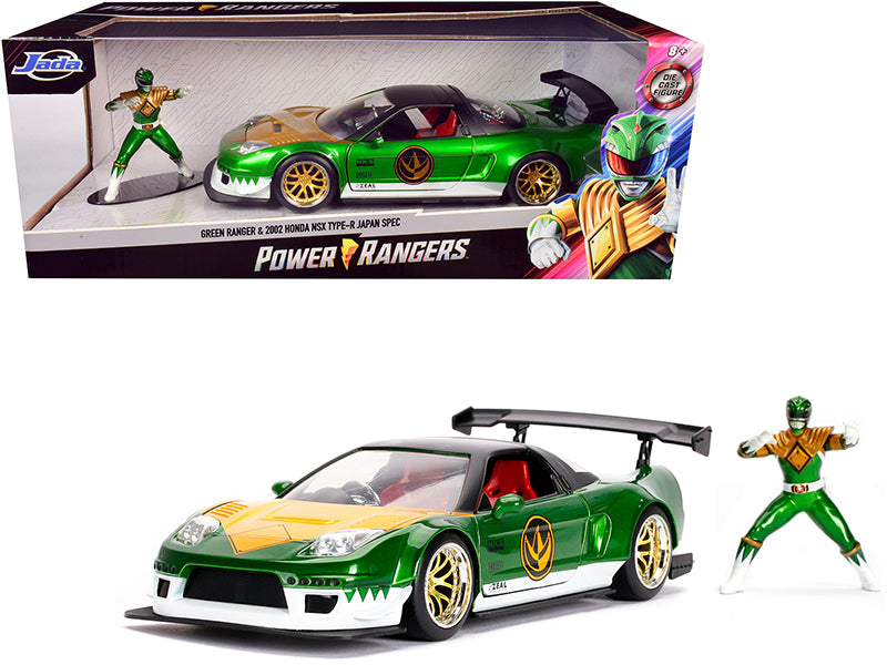Jada 2002 Honda NSX Type-R Japan Spec RHD (Right Hand Drive) and Green Ranger Diecast Figurine "Power Rangers" 1/24 Diecast Model Car by Jada
