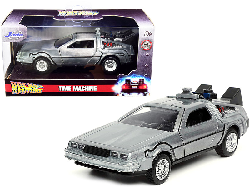Jada DeLorean DMC (Time Machine) Brushed Metal "Back to the Future Part I" (1985) Movie "Hollywood Rides" Series 1/32 Diecast Model Car by Jada
