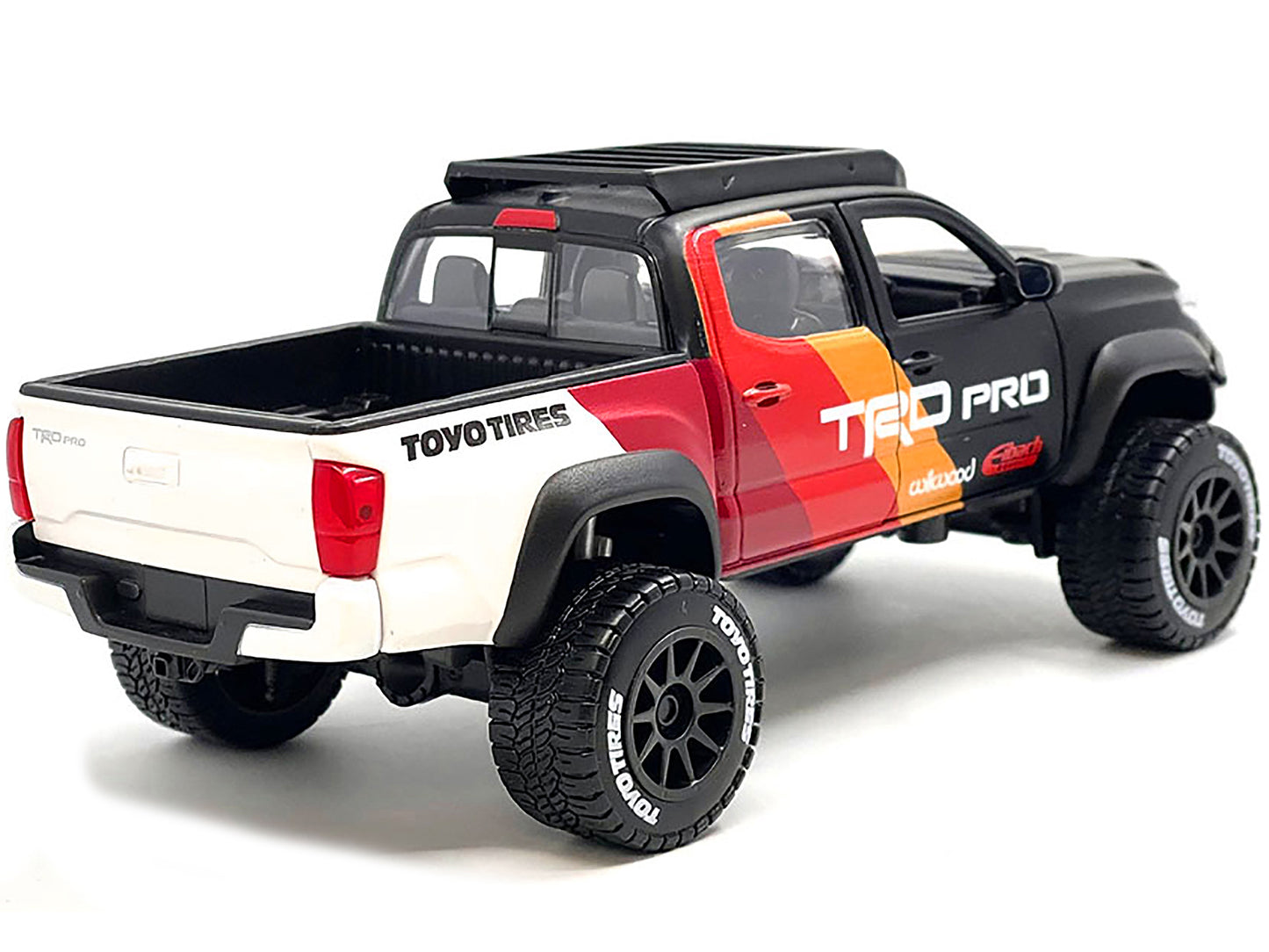 Maisto 2023 Toyota Tacoma TRD PRO Off Road Pickup Truck Matt Black with Graphics and Roofrack "Maisto Design" Series 1/27 Diecast Model Car by Maisto