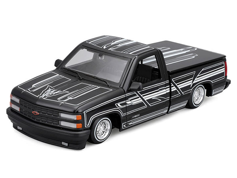 Maisto 1993 Chevrolet 454 SS Pickup Truck Black with Graphics "Lowriders" "Maisto Design" Series 1/24 Diecast Model Car by Maisto