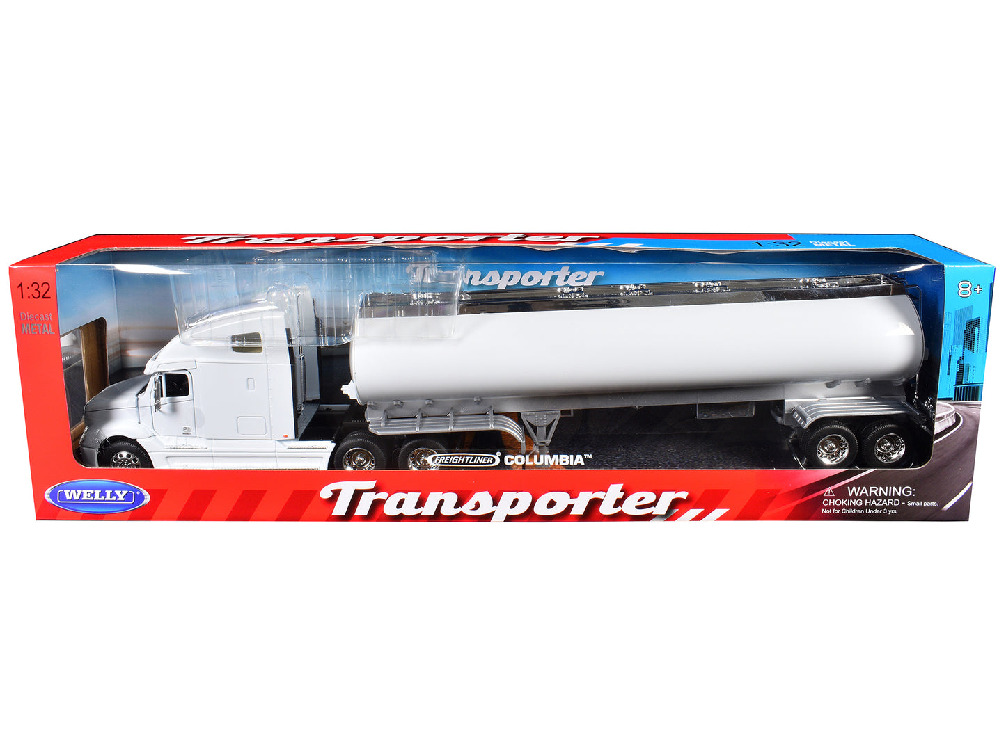 Welly Freightliner Columbia Truck White with White Tanker Trailer "Transporter" Series 1/32 Diecast Model by Welly