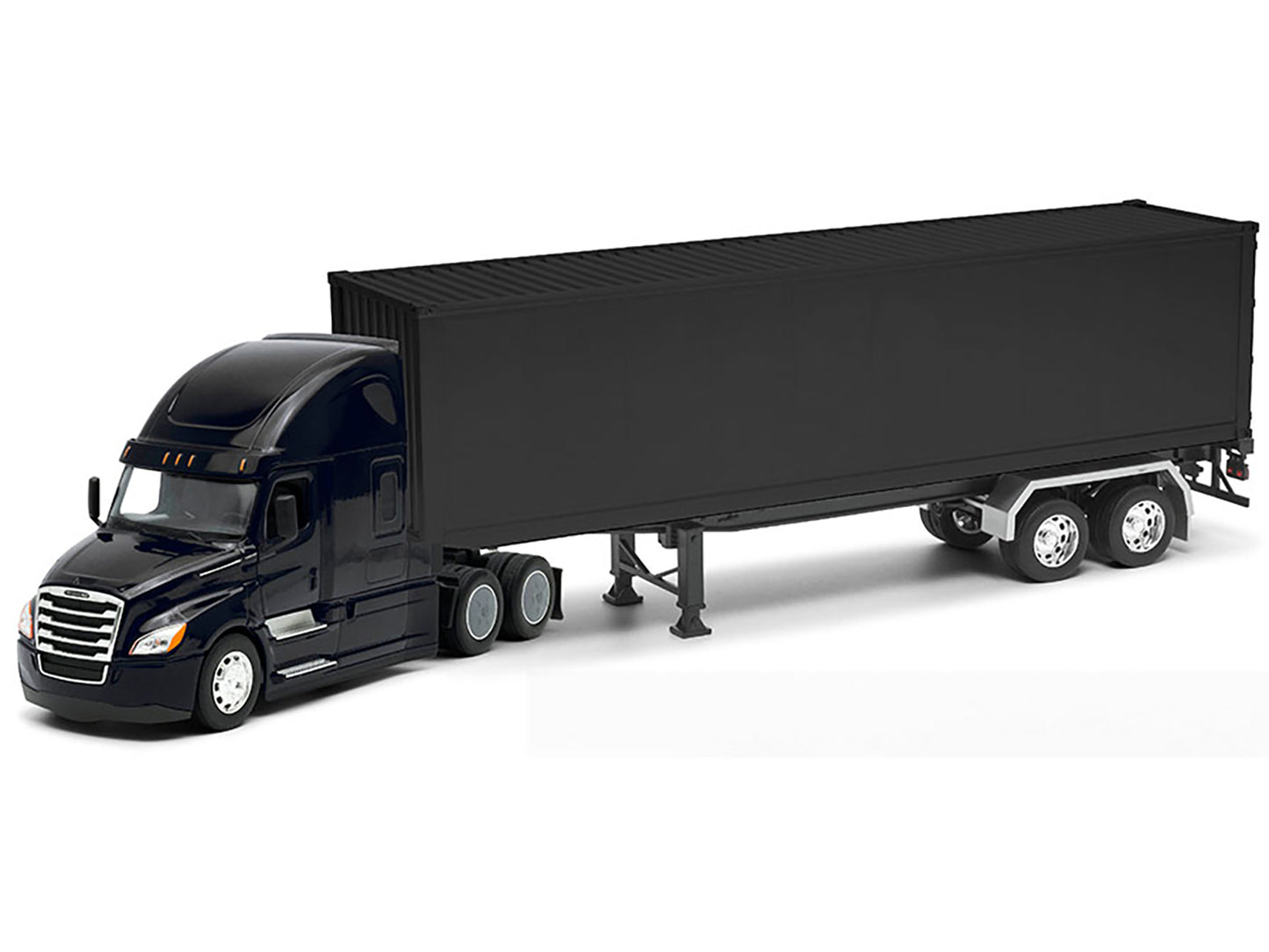 Welly Freightliner Cascadia Truck Black with Plain Black Box Trailer 1/32 Diecast Model by Welly